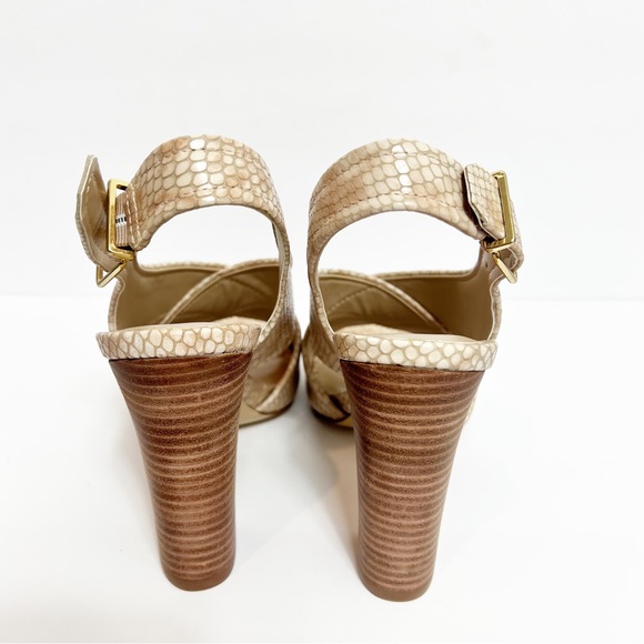 NEIMAN MARCUS ELOISE WOMEN HEELS LEATHER UPPER 6M SANDALS SNAKE PRINT - Picture 3 of 5